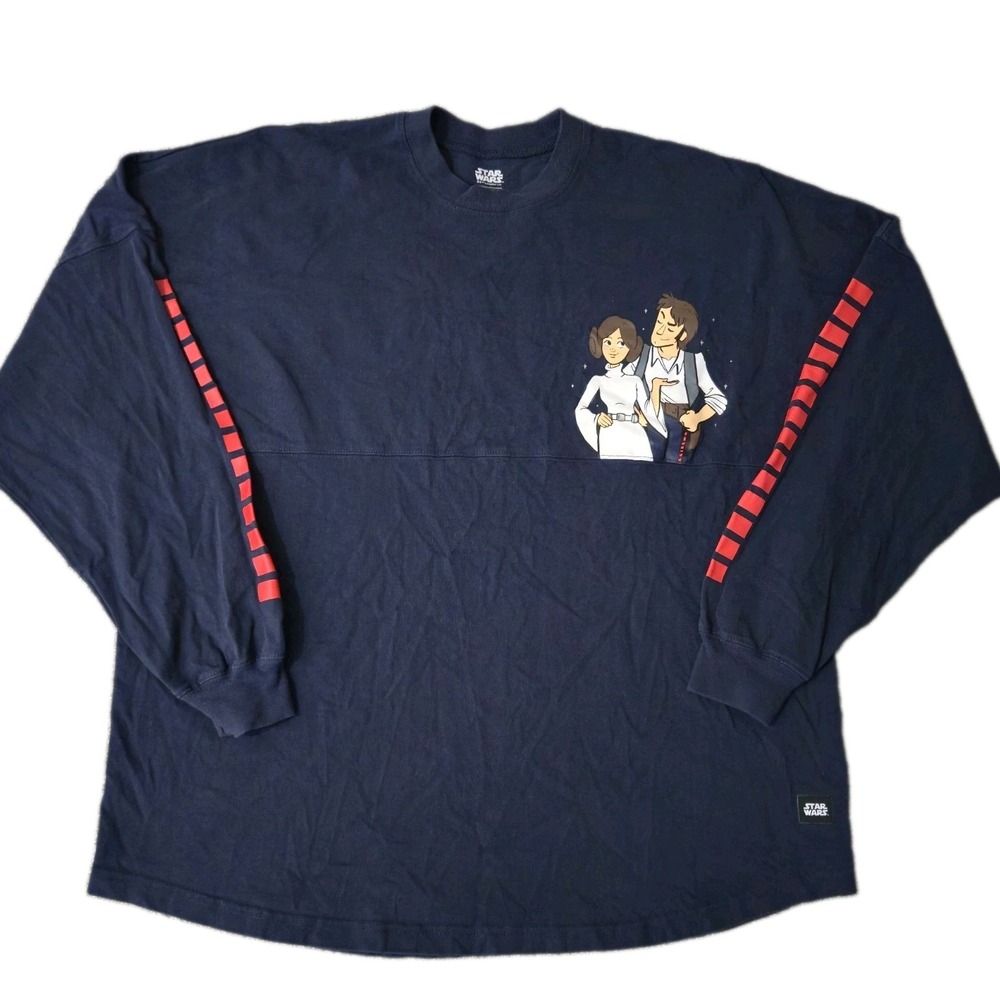 Star Wars Navy Leia and Han Solo I Know Spirit Jersey Disney Size XL